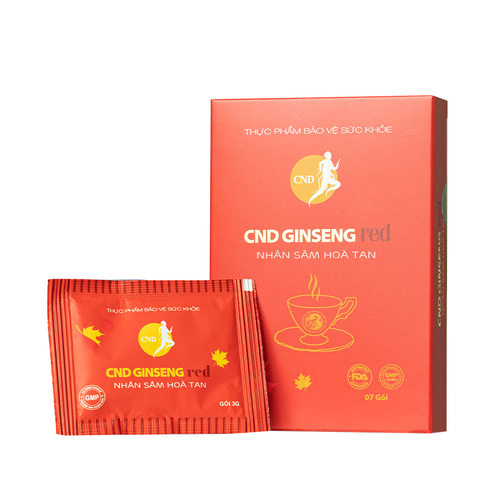 Nhân sâm hòa tan CND Ginseng Red giúp ngủ ngon, tỉnh táo, tăng cường sức khỏe, nhân sâm canada, sâm cnd hộp 7 gói